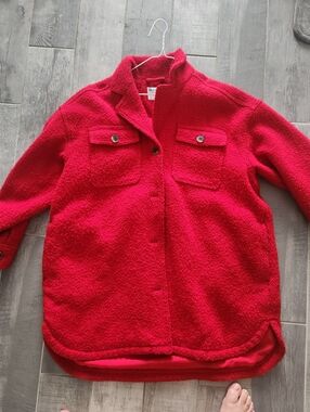 Old Navy lined Red Bouclé Jacket , oversizred button up with pockets